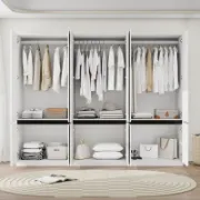 Large Wardrobe Closet with Shelves and Hanging Rod
