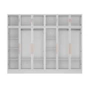 Glass Wardrobe Closet with Lighting and Multiple Shelves