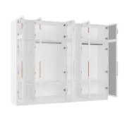 Glass Wardrobe Closet with Lighting and Multiple Shelves