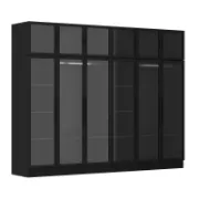 Glass Wardrobe Closet with Lighting and Multiple Shelves