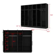 Glass Wardrobe Closet with Lighting and Multiple Shelves