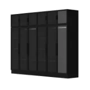 Glass Wardrobe Closet with Lighting and Multiple Shelves