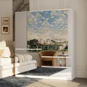 Wardrobe Closet with Mirror Doors and Drawers