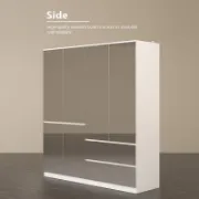 Wardrobe Closet with Mirror Doors and Drawers