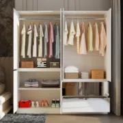 Wardrobe Closet with Mirror Doors and Drawers
