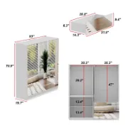 Wardrobe Closet with Mirror Doors and Drawers