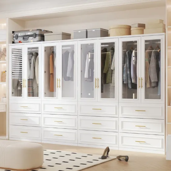 large wardrobe with glass doors