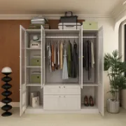 6-Door 2-Drawer Armoire With Hanging Area & Storage Compartments