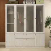 6-Door 2-Drawer Armoire With Hanging Area & Storage Compartments