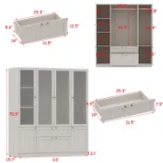6-Door 2-Drawer Armoire With Hanging Area & Storage Compartments
