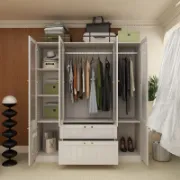 6-Door 2-Drawer Armoire With Hanging Area & Storage Compartments