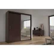 2-Door Wardrobe with Mirror and Interior Shelves