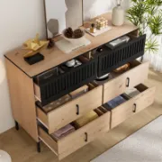 Bamboo Wood Double Dresser Unit