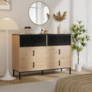 Bamboo Wood Double Dresser Unit
