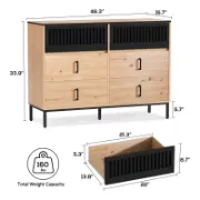 Bamboo Wood Double Dresser Unit