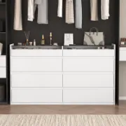 8-Drawer Double Dresser with Tempered Glass Top
