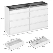 8-Drawer Double Dresser with Tempered Glass Top
