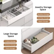 8-Drawer Double Dresser with Tempered Glass Top