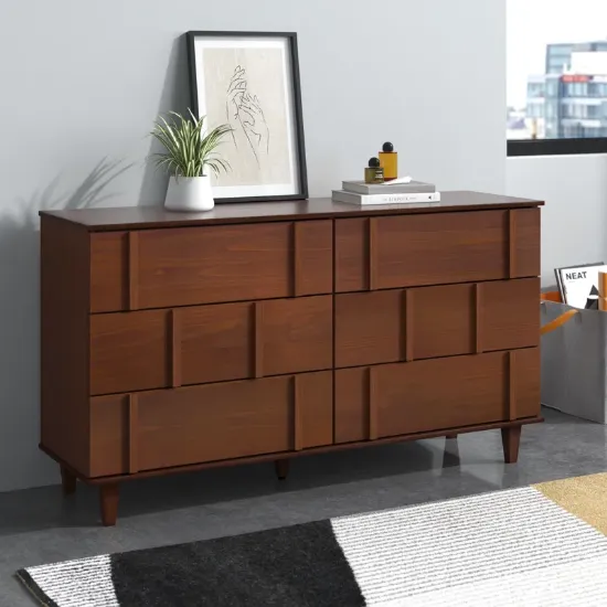 Solid Wood 6-Drawer Double Dresser with Modern Design