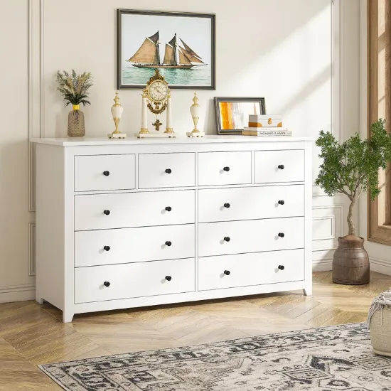 Contemporary 10-Drawer Wooden Dresser