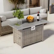 Rectangle Propane Smokeless Fire Pit Table with Hidden Fuel Tank