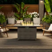 Rectangle Propane Smokeless Fire Pit Table with Hidden Fuel Tank