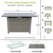 Rectangle Propane Smokeless Fire Pit Table with Hidden Fuel Tank