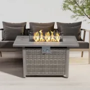 Rectangle Propane Smokeless Fire Pit Table with Hidden Fuel Tank