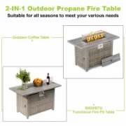 Rectangle Propane Smokeless Fire Pit Table with Hidden Fuel Tank