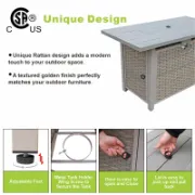 Rectangle Propane Smokeless Fire Pit Table with Hidden Fuel Tank