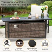 Rectangle Propane Smokeless Fire Pit Table with Hidden Fuel Tank