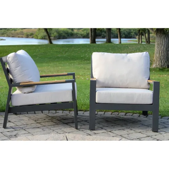 Black Aluminum Armchairs (Set of 2)