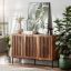 Modern Brown Buffet Cabinet with Grille Doors and Adjustable Shelves