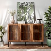 Modern Brown Buffet Cabinet with Grille Doors and Adjustable Shelves
