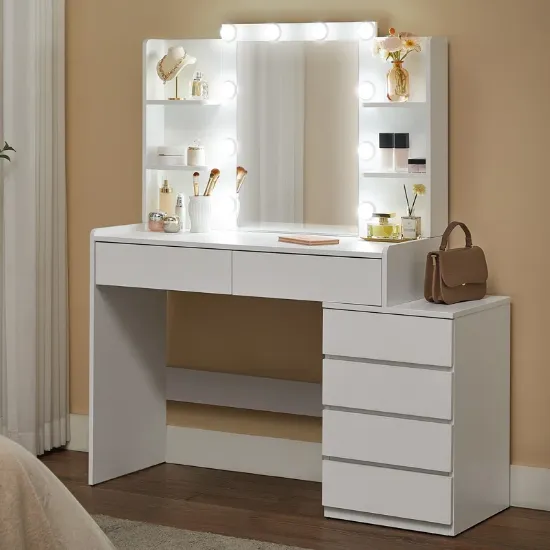 Vanity with LED Lights, 6 Drawers