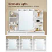Vanity with LED Lights, 6 Drawers