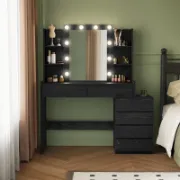 Vanity with LED Lights, 6 Drawers
