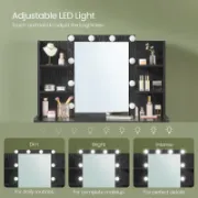 Vanity with LED Lights, 6 Drawers