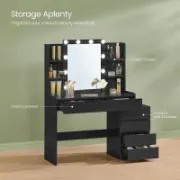 Vanity with LED Lights, 6 Drawers
