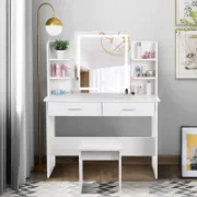Vanity Set with LED Mirror & Stool