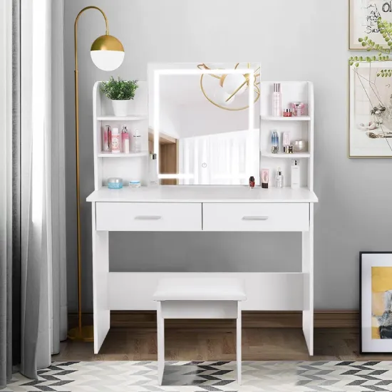 Vanity Set with LED Mirror & Stool