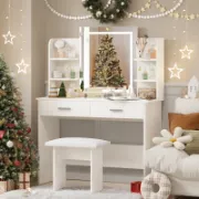 Vanity Set with LED Mirror & Stool