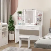 Vanity Set with LED Mirror & Stool