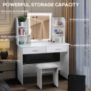 Vanity Set with LED Mirror & Stool
