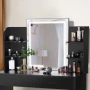 Vanity Set with LED Mirror & Stool