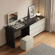 Modern Dressing Table with Mirror and Makeup Stool