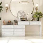 A luxurious vanity with eight drawers