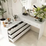 A luxurious vanity with eight drawers