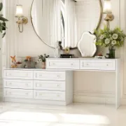 A luxurious vanity with eight drawers