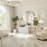 A luxurious vanity with eight drawers